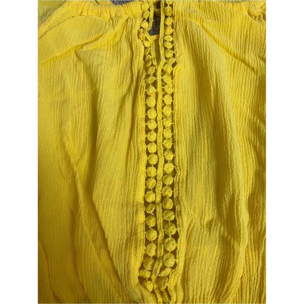 Ambiance Bright Yellow Halter Crop Top- Summer Beach Vacation Spring - Picture 3 of 5
